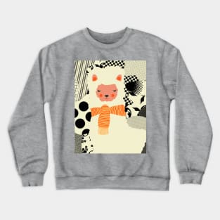 Cute llama wearing a scarf with abstract background Crewneck Sweatshirt